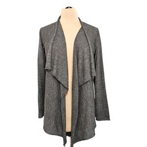 Eileen Fisher Cardigan Royal Alpaca Gray Inverted Pleat Open Waterfall Medium